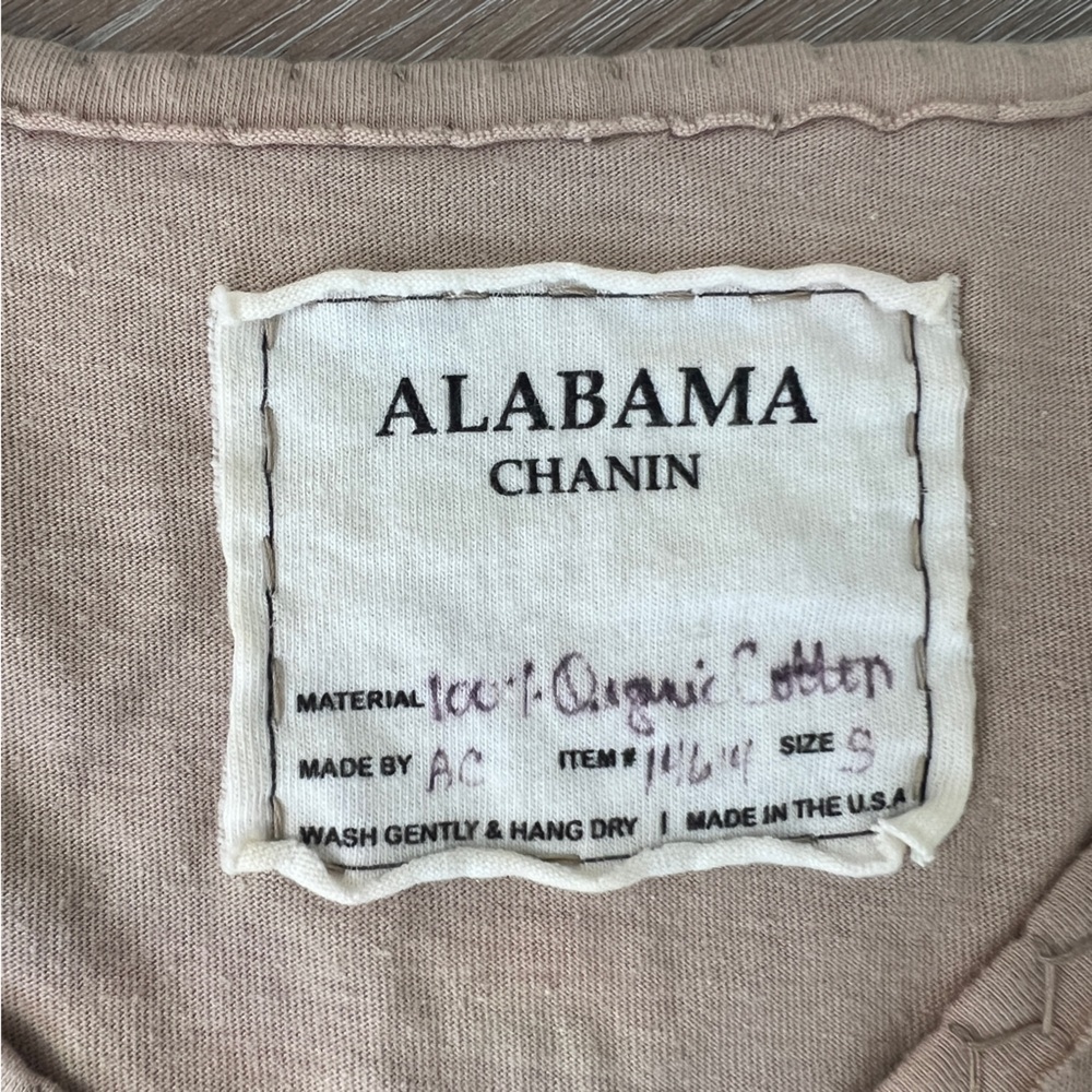 Alabama Chanin 100% Organic Cotton Handmade V-Neck Top Size Small Sustainable - Picture 4 of 7